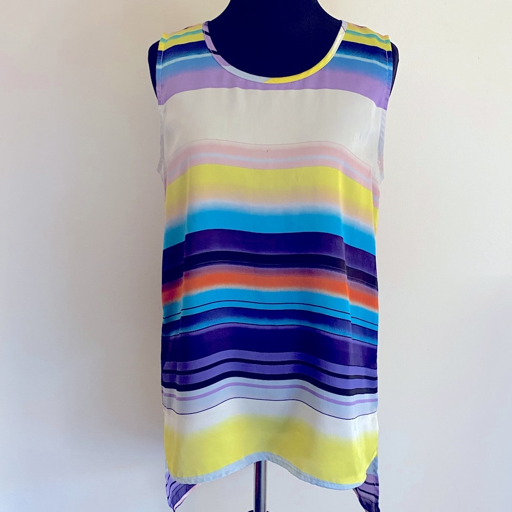 The Limited Multicolored Striped Silk Sleeveless Tunic Size S